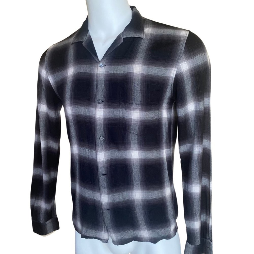VINCE Camp Collar Plaid Black